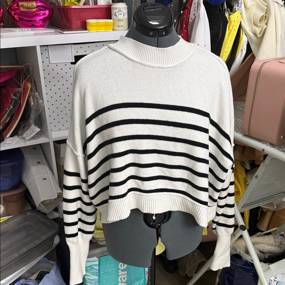 Striped Black and White Women's Sweater